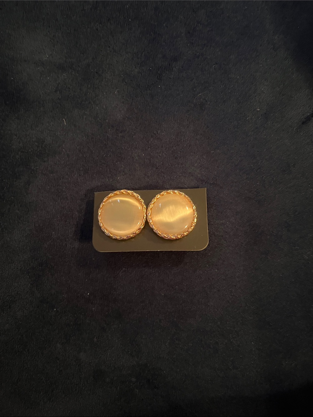 Pearlescent Button Earrings with Gold Braided Edge